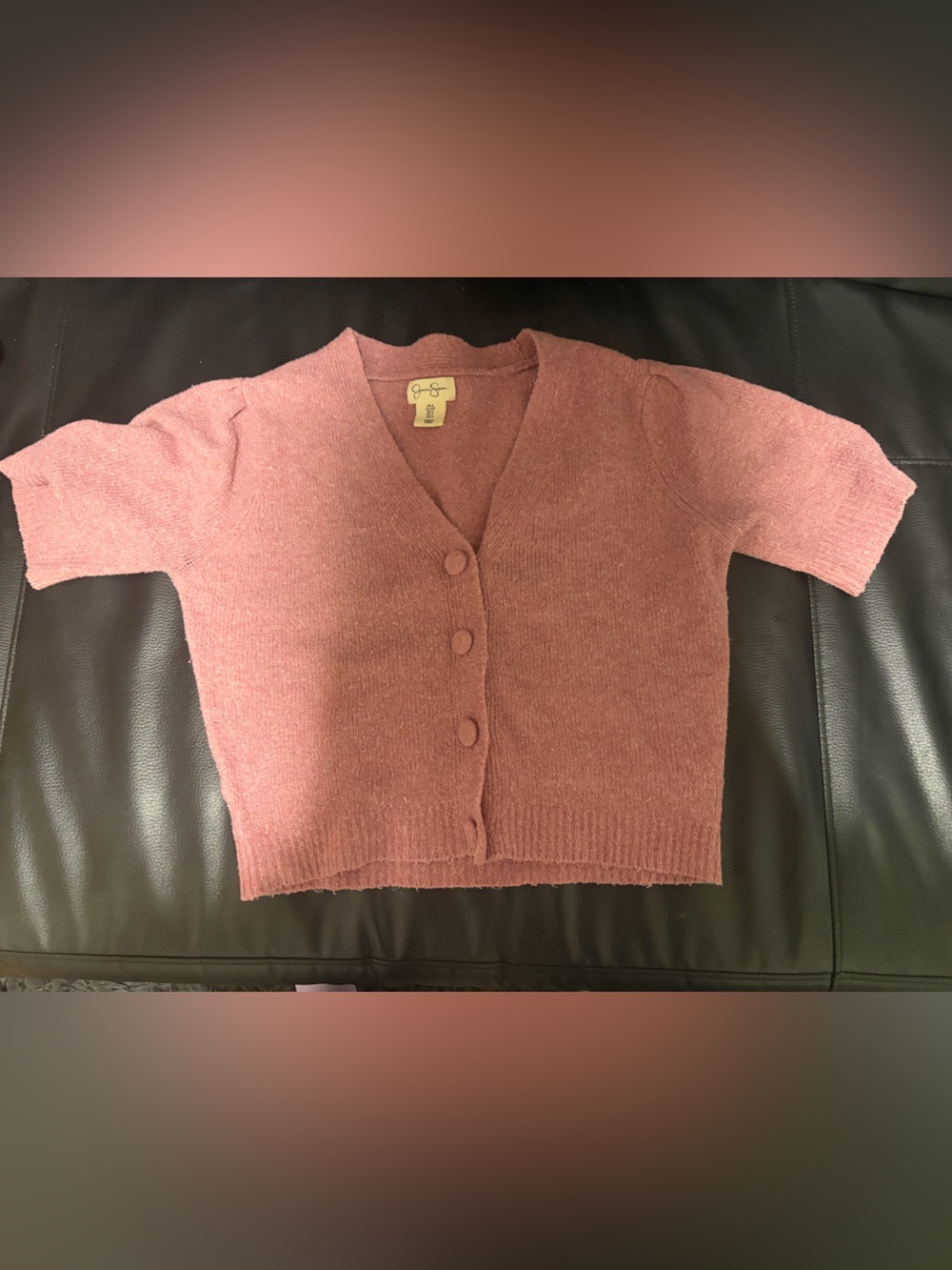 Jessica Simpson Short Sleeve Button Cardigan - Dusty Rose
